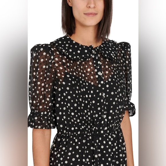 Marc Jacobs The Kat Dress Polka Dot Size 0 Peter Pan Collar Black & White - Picture 14 of 14
